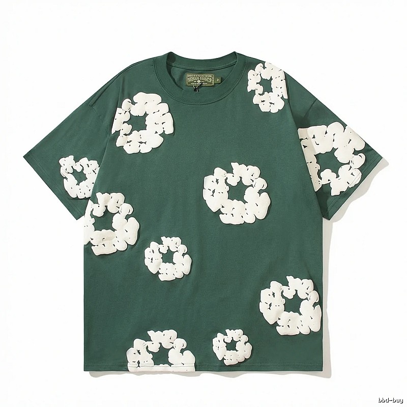 DENIM TEARS Three-dimensional Flower Dark Green T-shirt