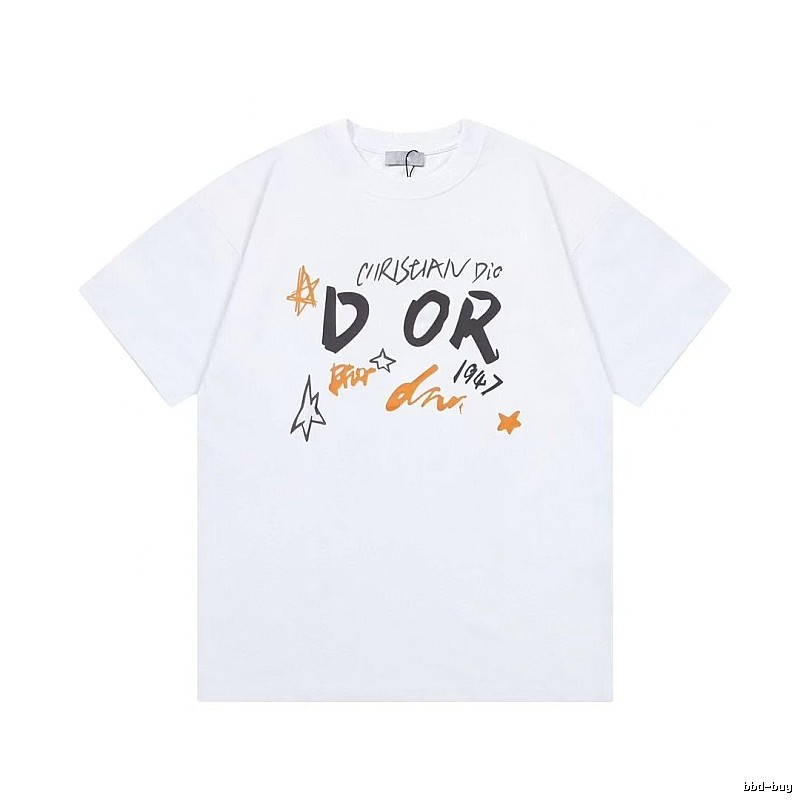 Dior 1947 Trendy Graffiti Style White T-Shirt