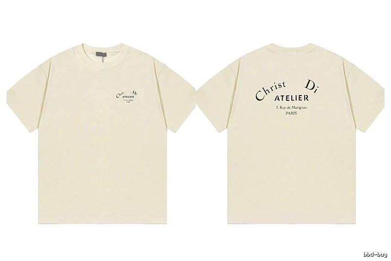 Dior Atelier Minimalist Style Beige Short-sleeve T-shirt