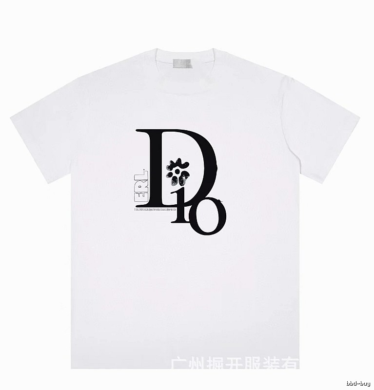 Dior Co-branded Trendy Style Printed White T-Shirt