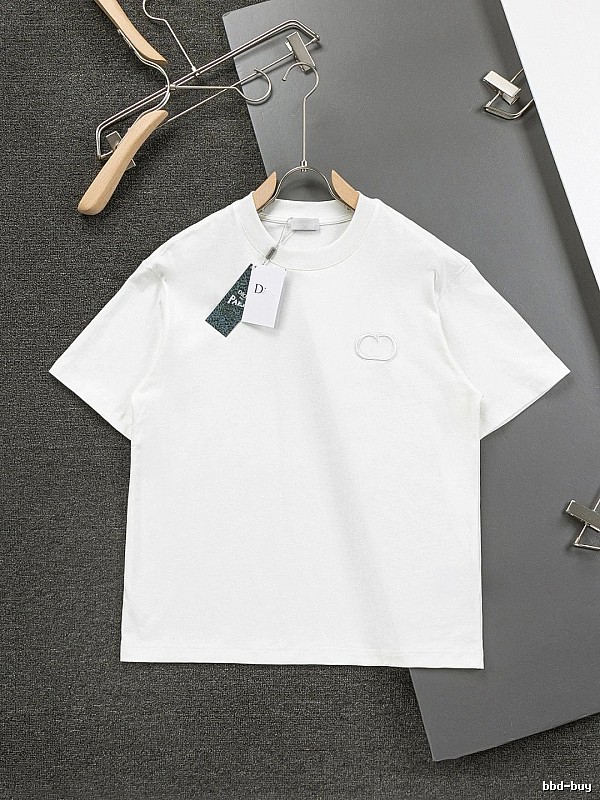 Dior Embroidered Minimalist Style White Short-sleeve T-shirt