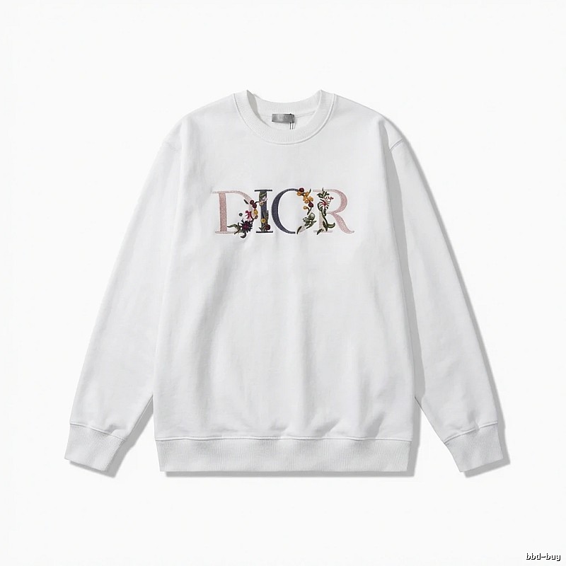 Dior floral embroidery style white sweatshirt