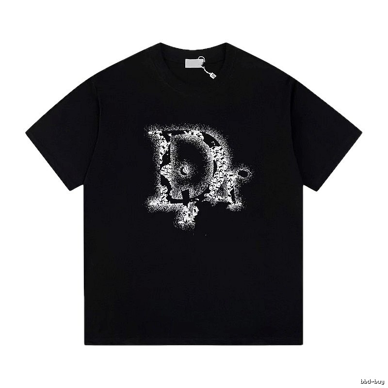 Dior Large D Print Trendy Style Black T-Shirt