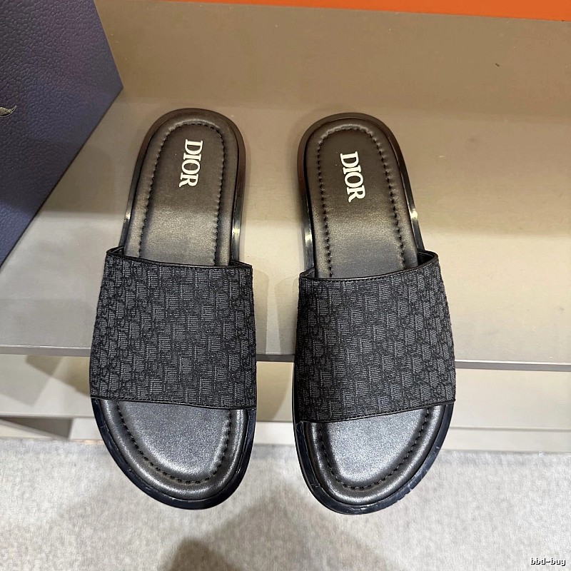 Dior Monogram Light Luxury Style Black Slides