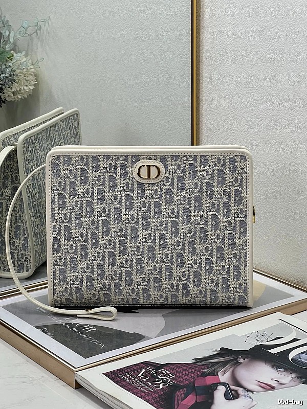 Dior Oblique clutch bag Gray Rectangular
