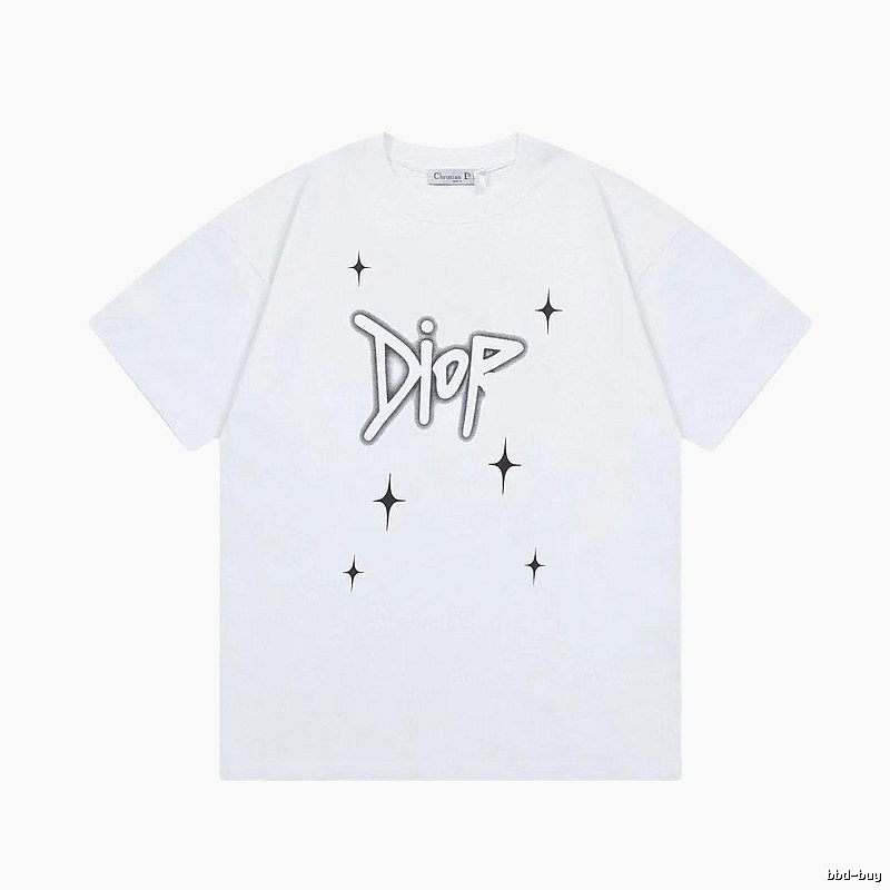 Dior Starburst Graffiti Street Style White Short-sleeve T-shirt