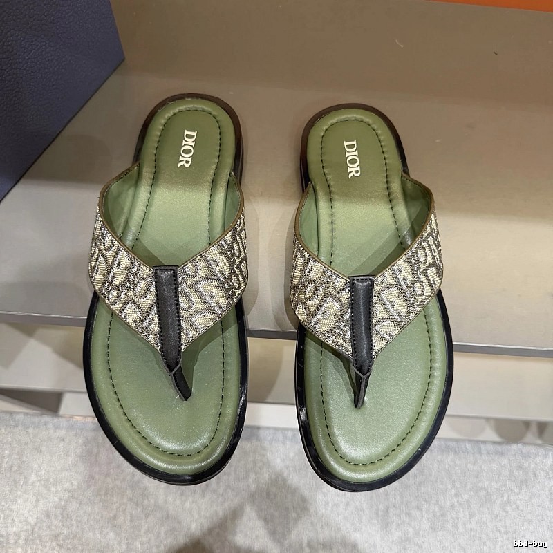 Dior Vintage Monogram Green Flip-Flops