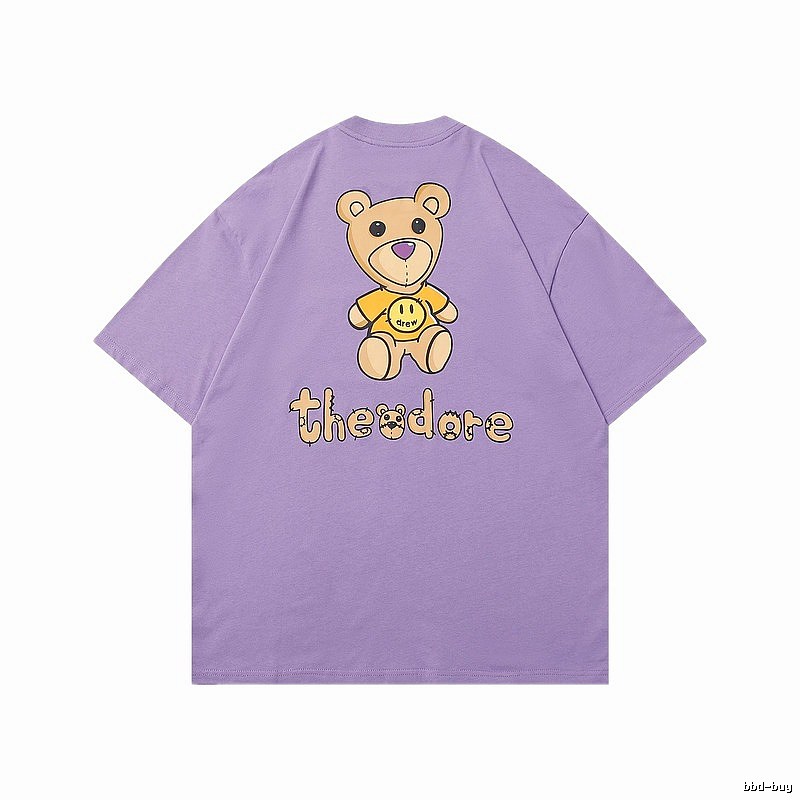 DREW Bear Print Street Style Purple T-shirt