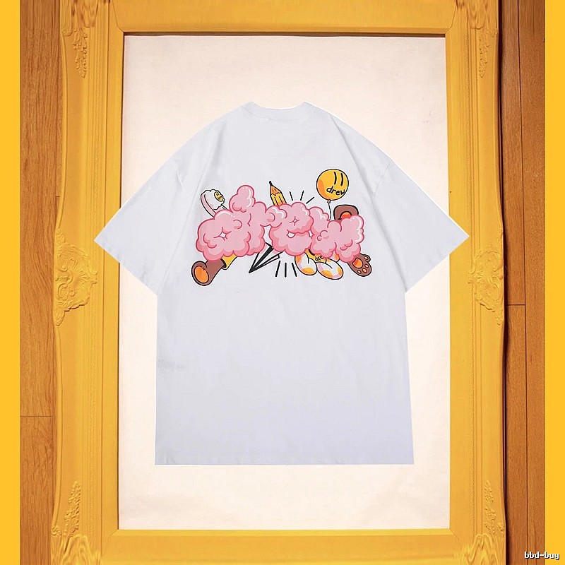 DREW Cloud Print Street Style White Short-sleeve T-shirt