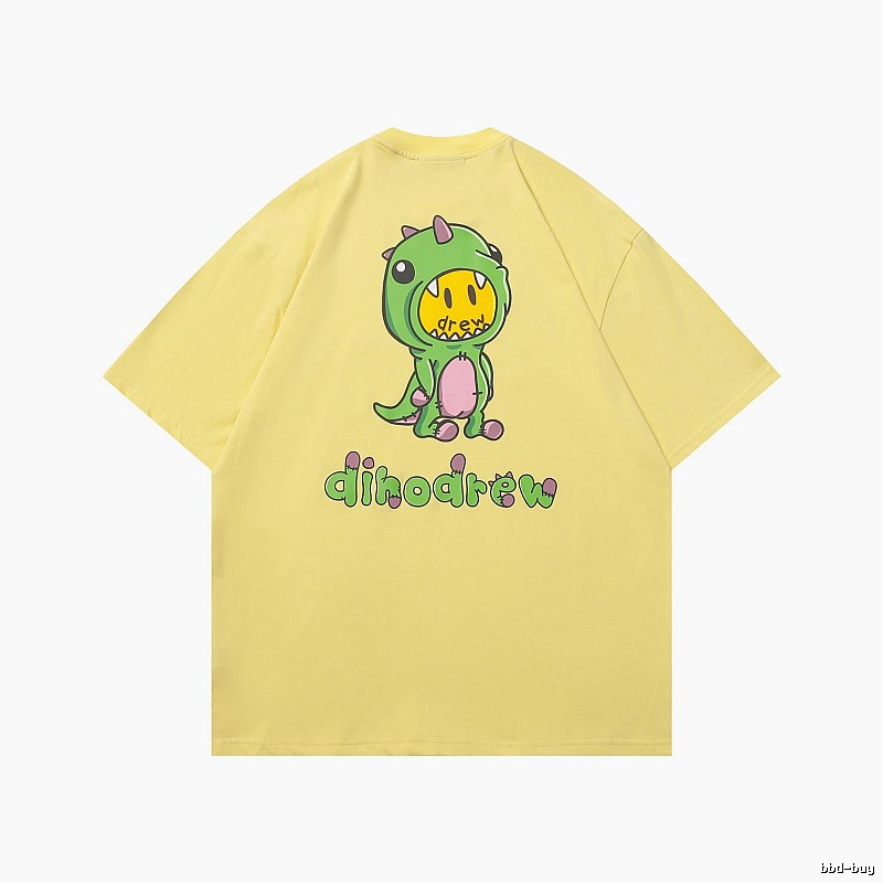 DREW Dinosaur Print Street Style Yellow Short-sleeve T-shirt
