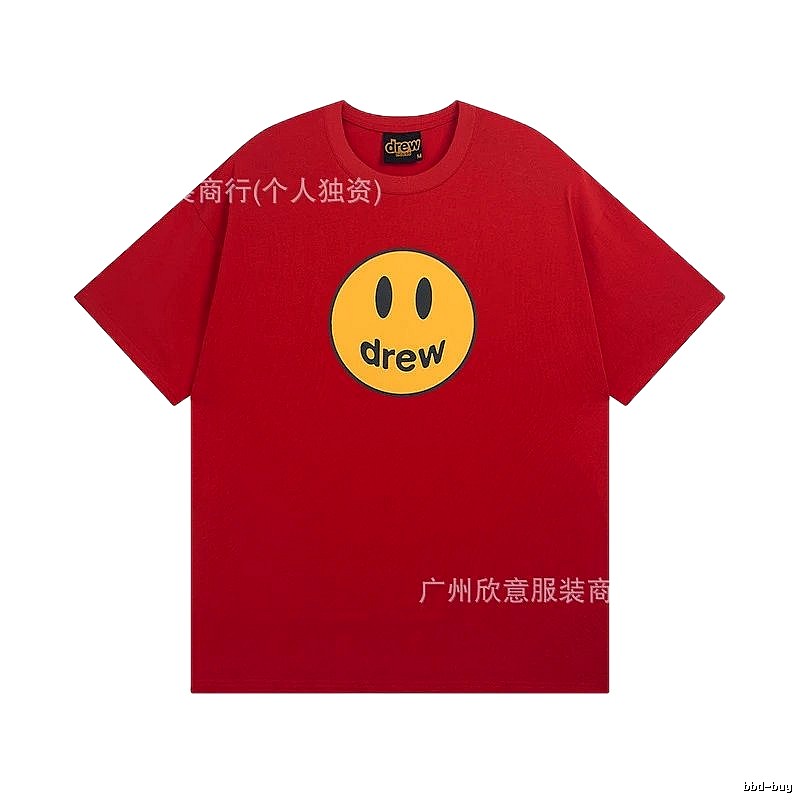 DREW Smiley American Street Style Red Short Sleeve T-Shirt