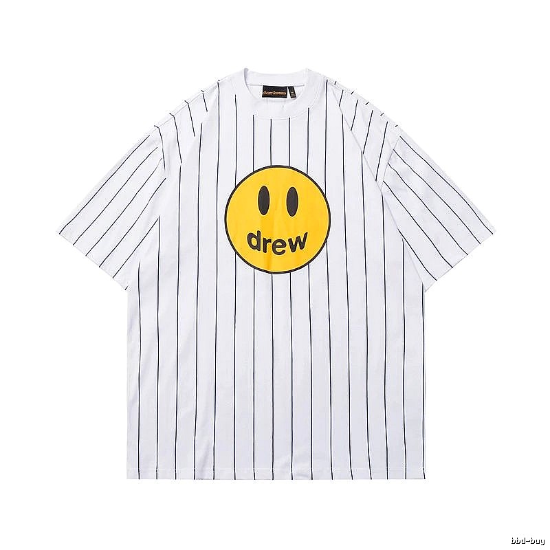 DREW Smiley Face Street Style White Striped T-shirt