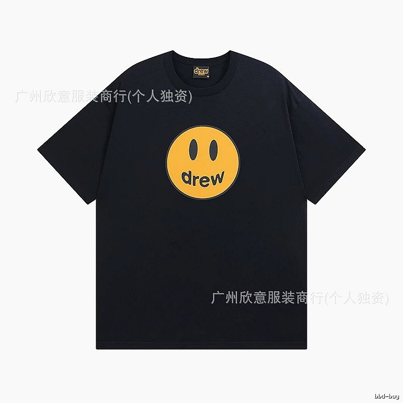 DREW Smiley Street Style Black Short-sleeve T-shirt