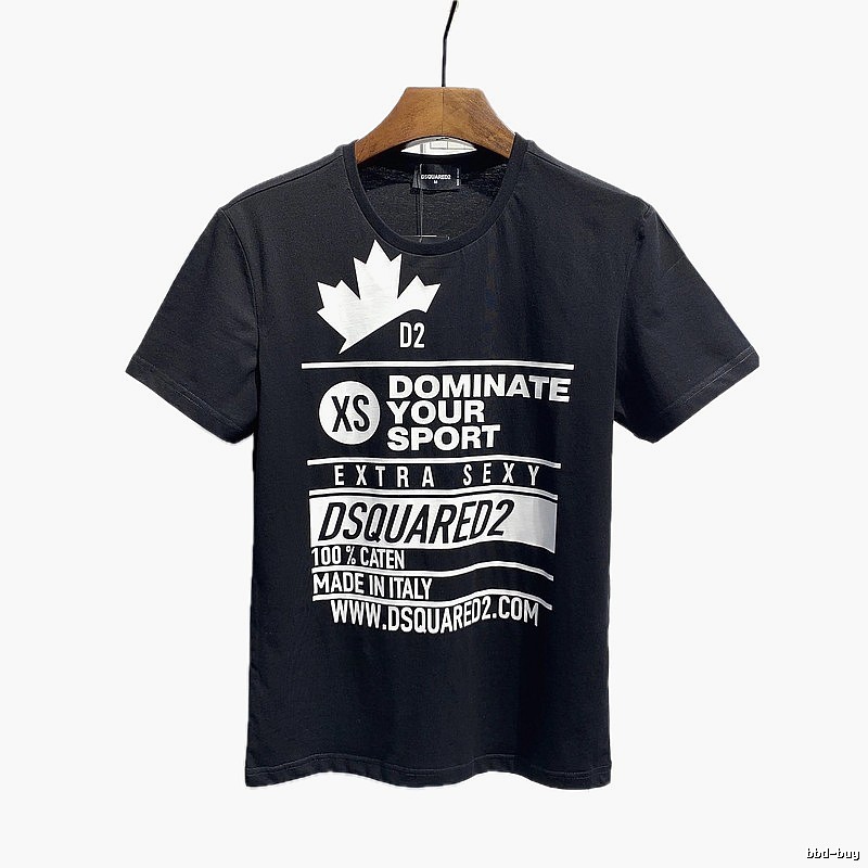 DSQ Maple Leaf Print Trendy Black Short-sleeve T-shirt