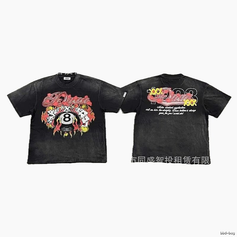 DUAA Black 8 Printed American Street Style Black T-Shirt