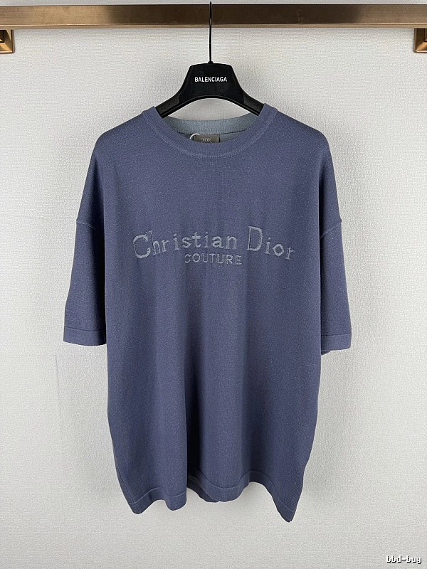 Dusty Blue Dior Oversized Short-Sleeve Sweatshirt - Resort Edit