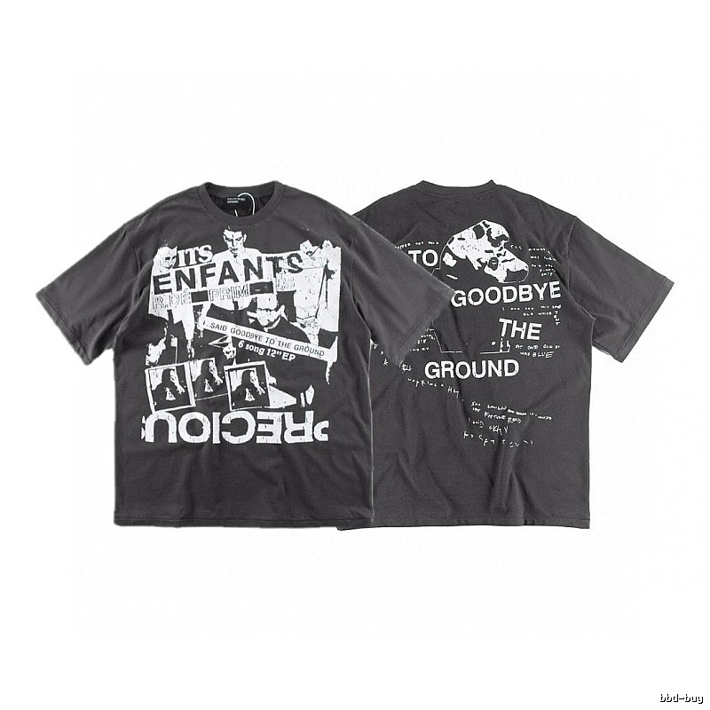 ERD GRJKD Printed Dark Style Charcoal Gray T-Shirt