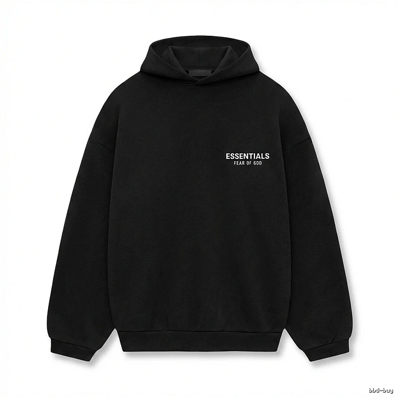 ESSENTIALS minimalist style black hoodie