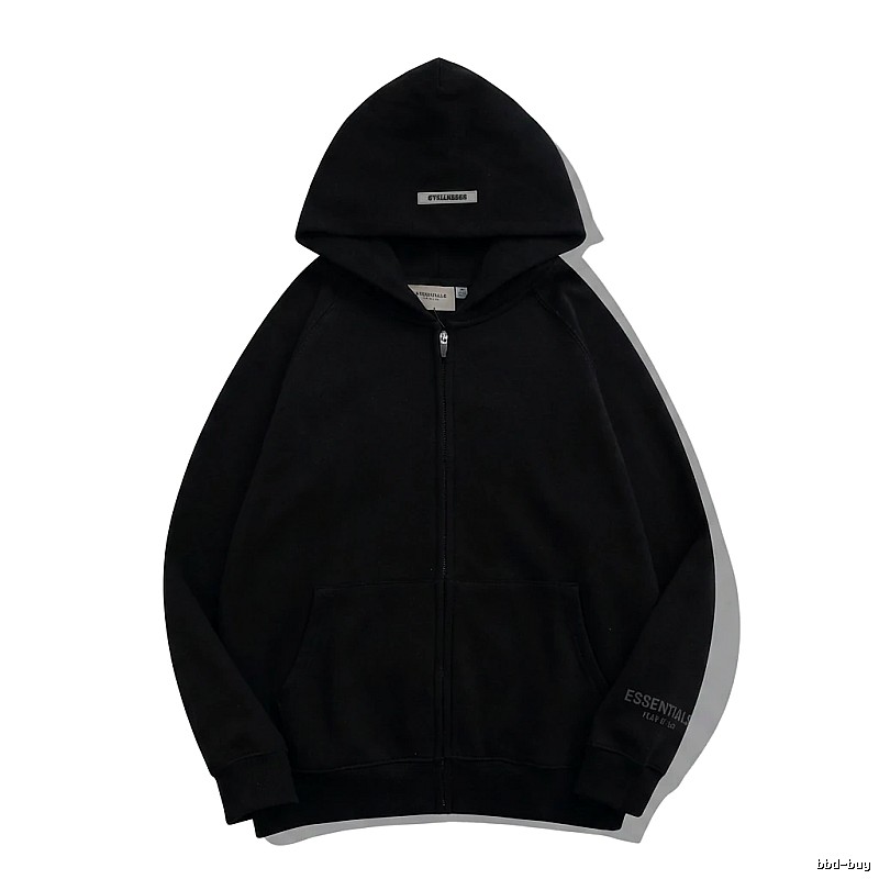 ESSENTIALS minimalist style black hoodie
