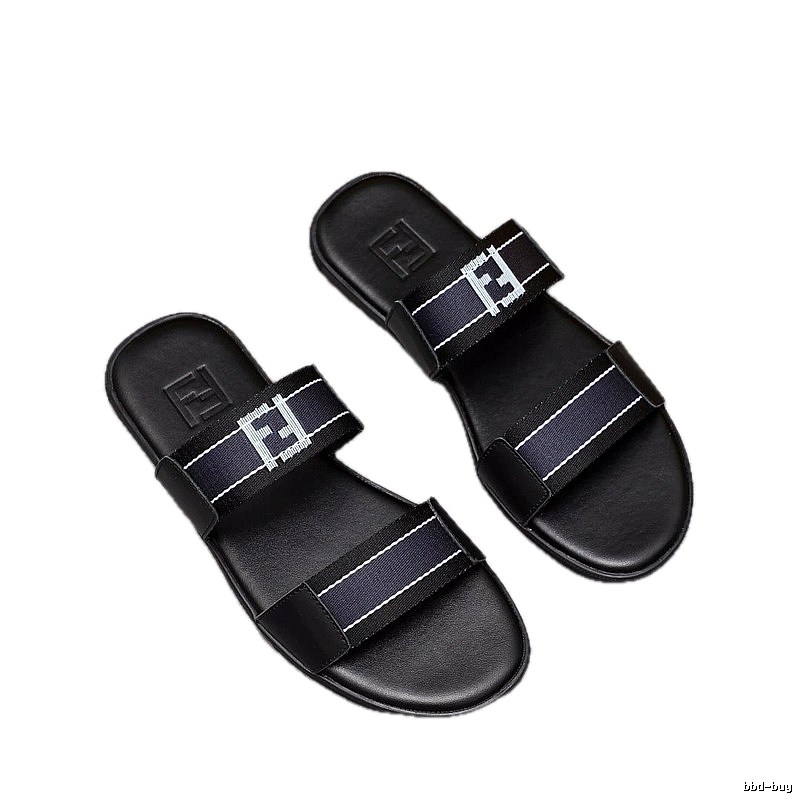 Fendi FF Collection Streetwear Style Black Slides