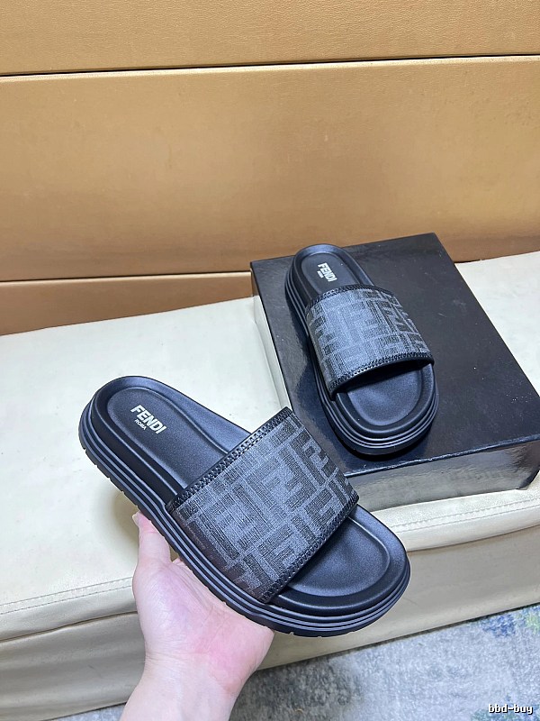 Fendi FF Monogram Casual Black Slide Sandals