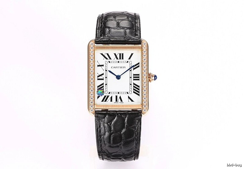 Gifting Cartier Tank-Style Dress Watch - Rose Gold And Black