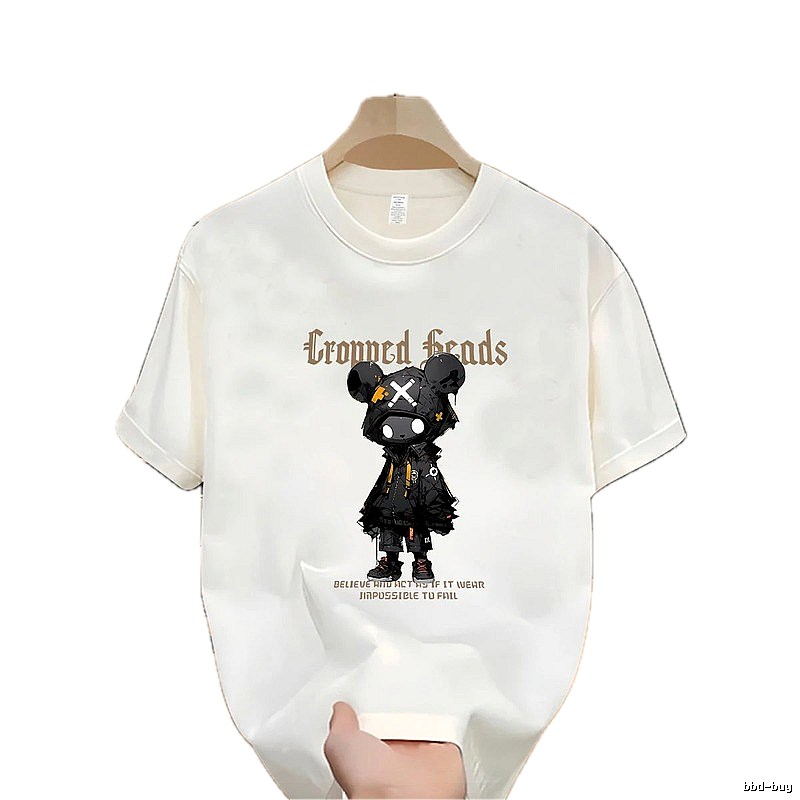 Gloomy Bear Printed Street-style Off-white Short-sleeve T-shirt