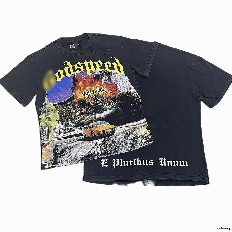 Godspeed Hollywood Print Vintage Black T-Shirt