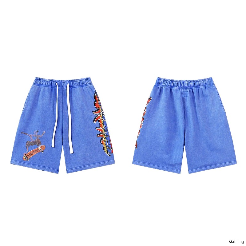 Godspeed Skate Print Street Style Blue Shorts
