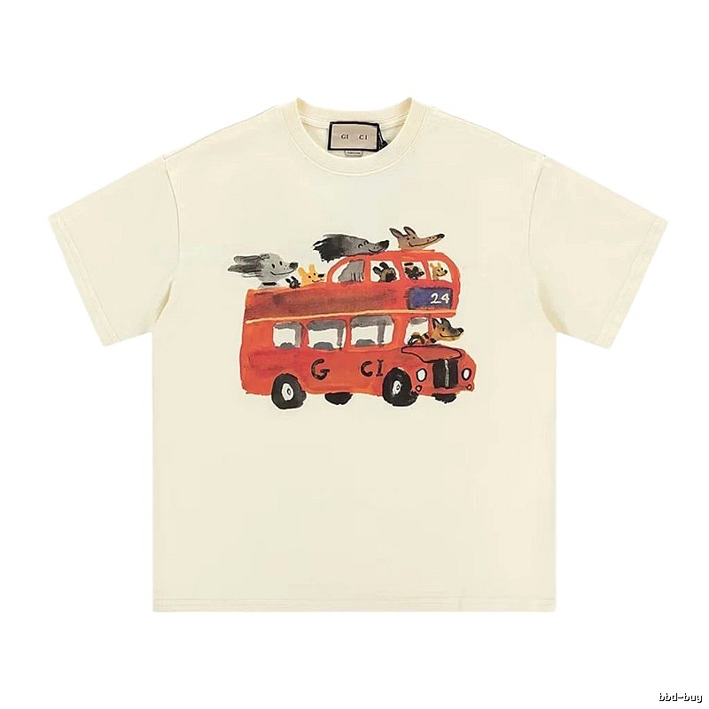 Gucci Bus Print Whimsical Style Off-white T-Shirt