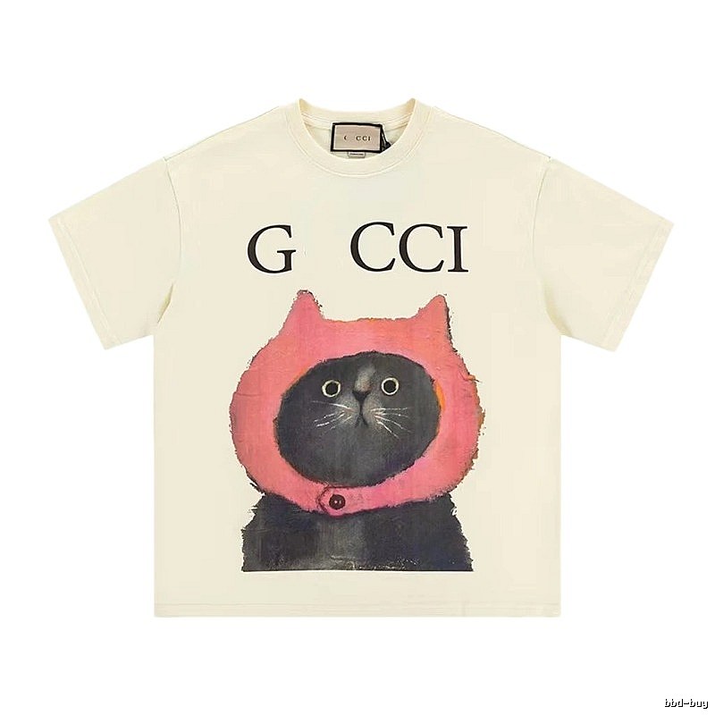 Gucci Cat Print Casual Off-white T-Shirt