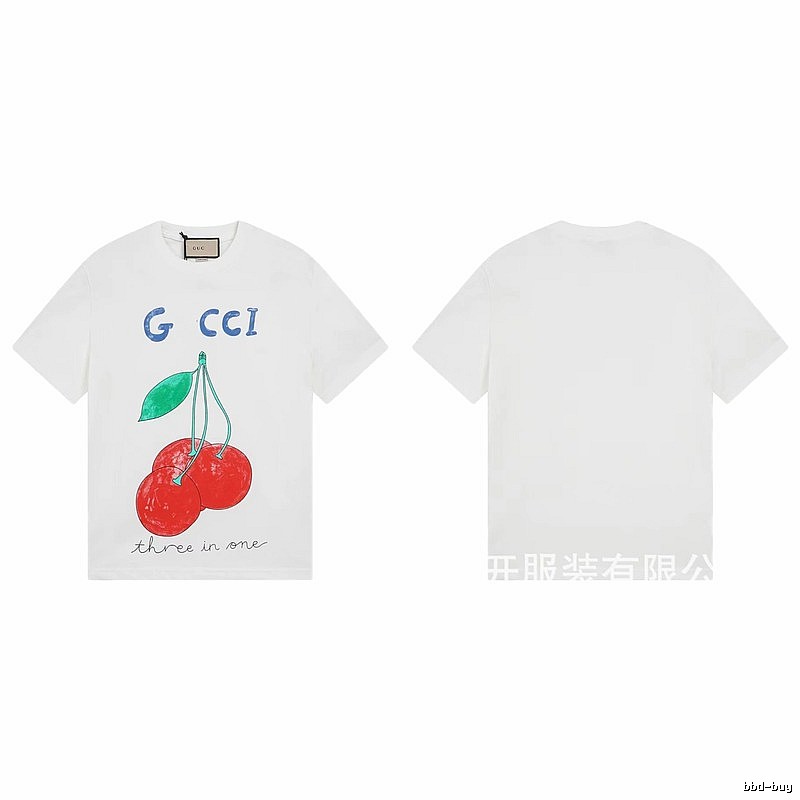 Gucci Cherry Print Casual Style White T-Shirt