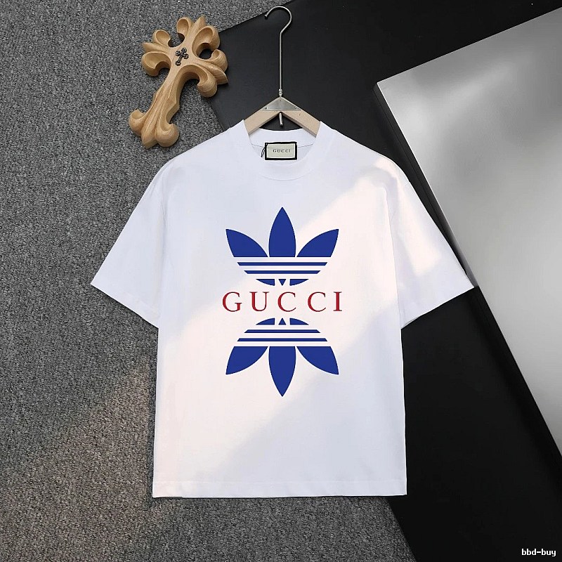 Gucci clover blue and white short-sleeved shirt
