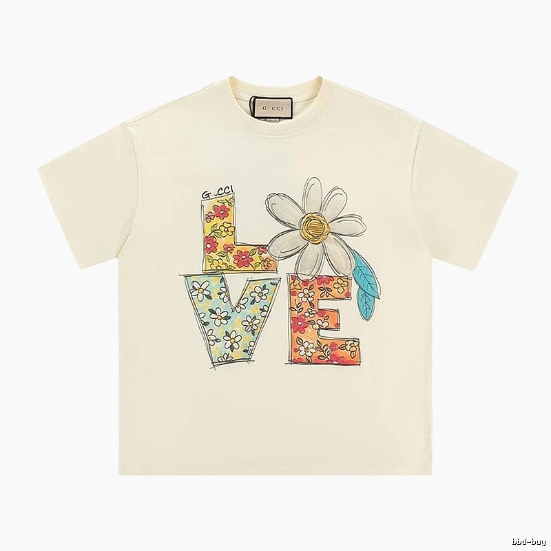 Gucci LOVE Floral Casual Off-white Short-sleeve T-shirt