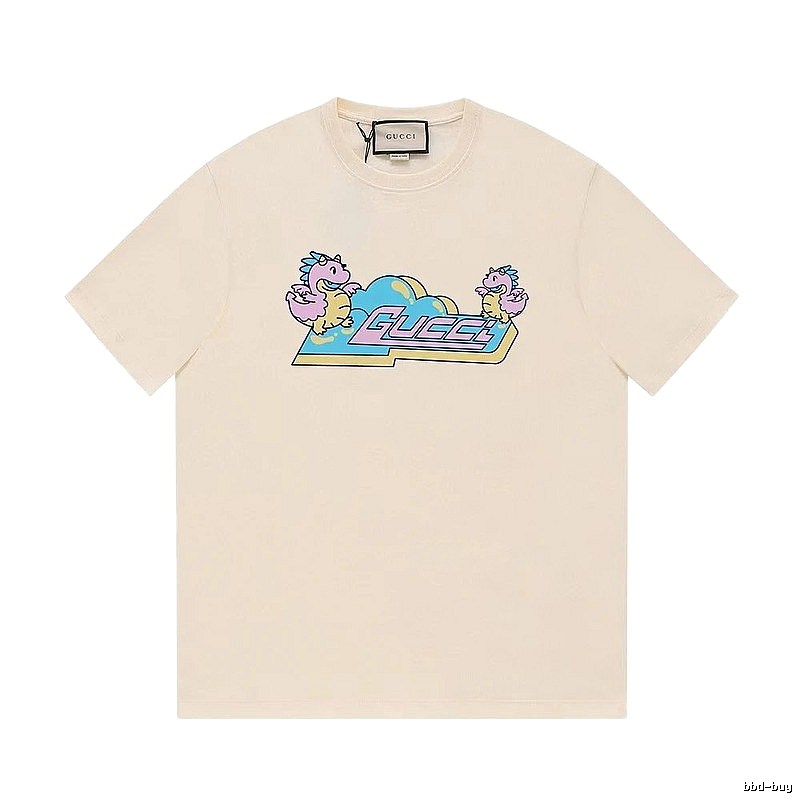 Gucci Year of the Dragon Collection Cartoon Style Off-white Short Sleeve T-shirt