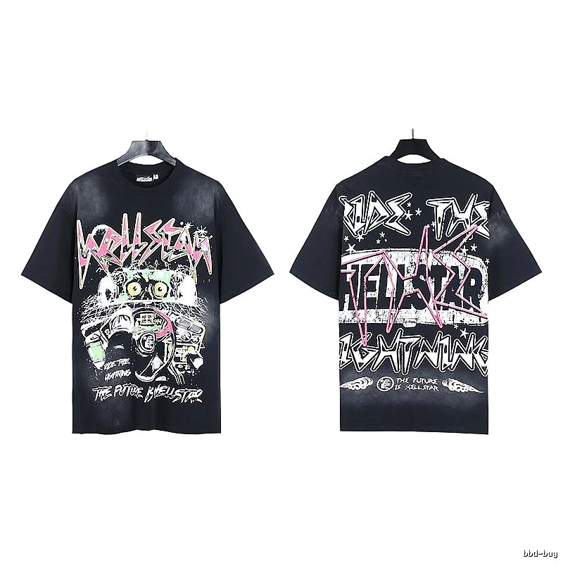 Hellstar Car Graffiti Street Style Black T-Shirt