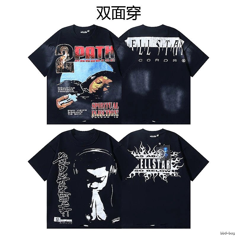 Hellstar Double-sided Print Street Style Black T-Shirt