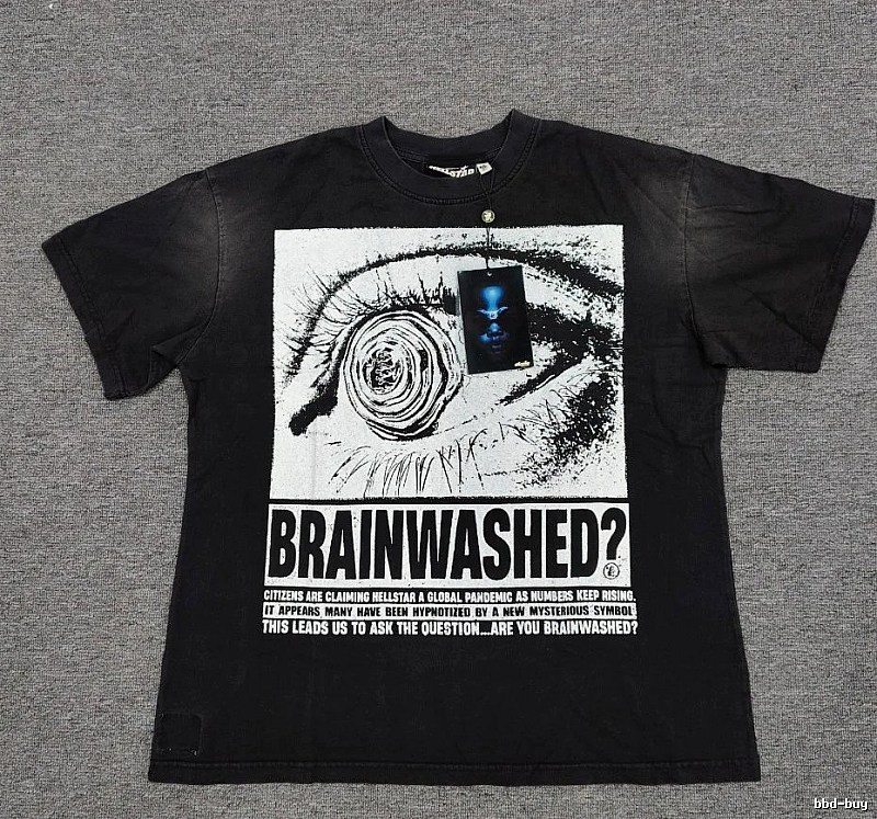 Hellstar Eye Print Street Style Black T-shirt