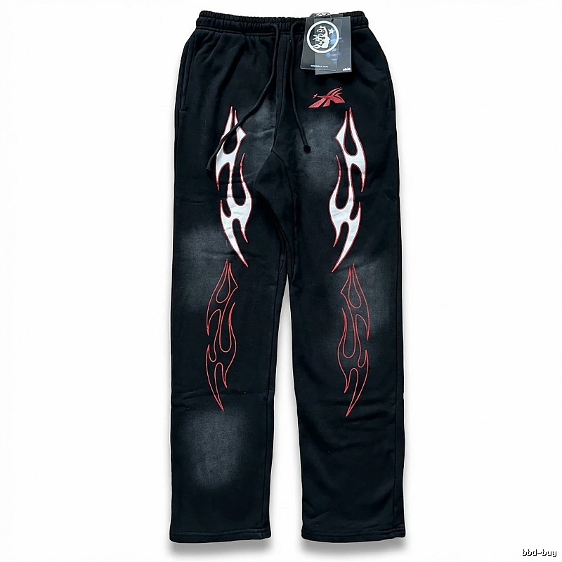 Hellstar Flame Wind Black Sweatpants
