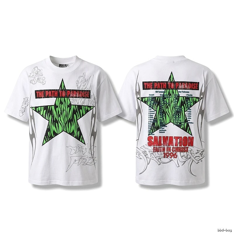 Hellstar Green Star Trendy White T-shirt