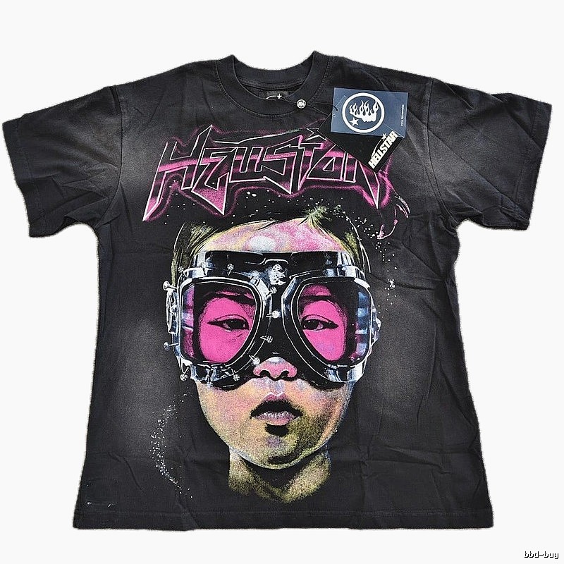 Hellstar Portrait Print Street Style Black T-Shirt