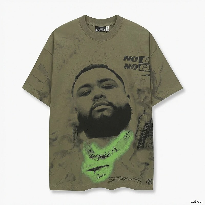 Hellstar Retro Style Olive Green T-shirt