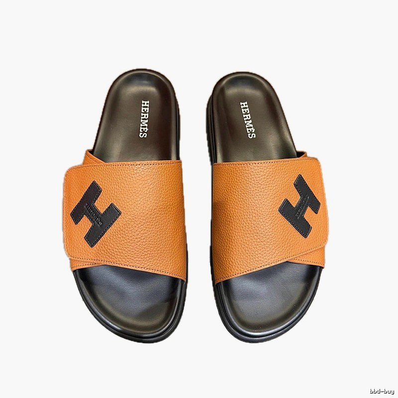 Hermès H Series Minimalist Light Luxury Style Brown & Black Slide Sandals