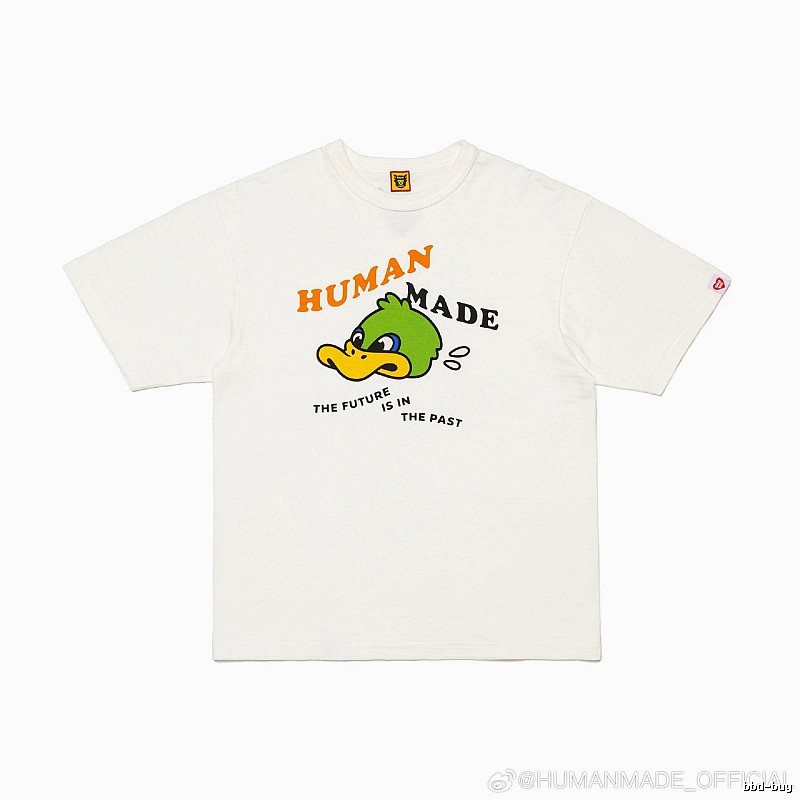 HUMAN MADE Green Duck Print Japanese Streetwear Off-white Short-sleeve T-shirt