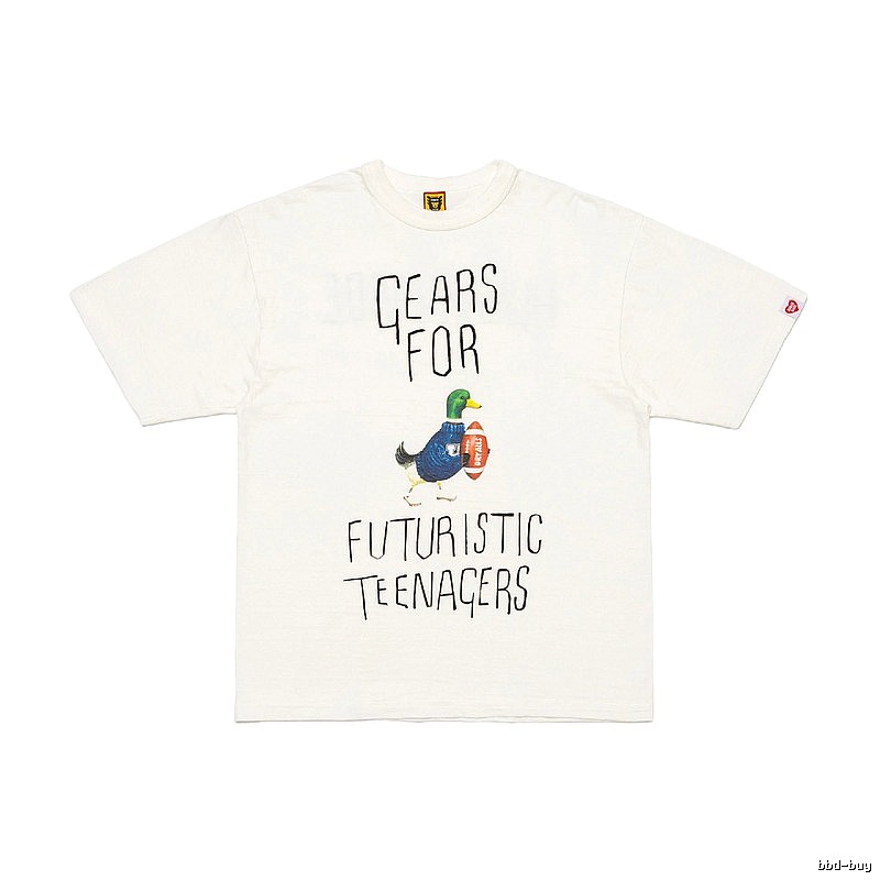 HUMAN MADE Japanese Streetwear Green Duck Printed Off-white T-shirt