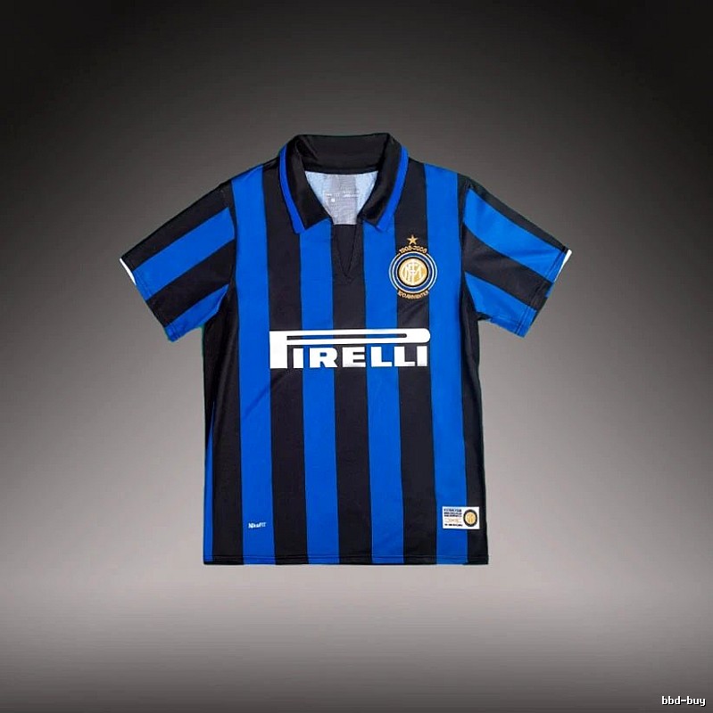 Inter Milan Compact Brehme #3 soccer jersey Blue Black Striped for Smart Casual Looks