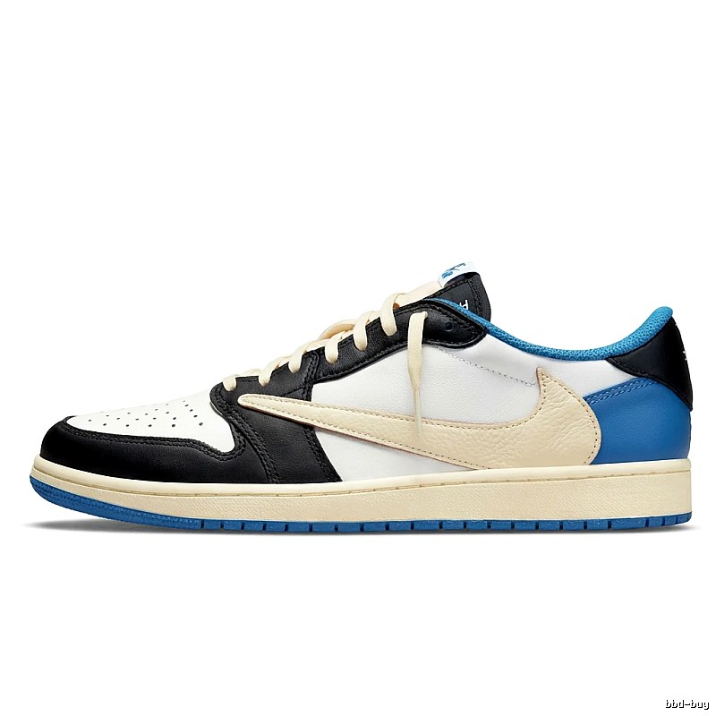 Jordan AJ1 black, white and blue trendy sneakers