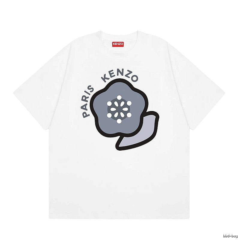 KENZO Begonia Print Casual Style White T-Shirt