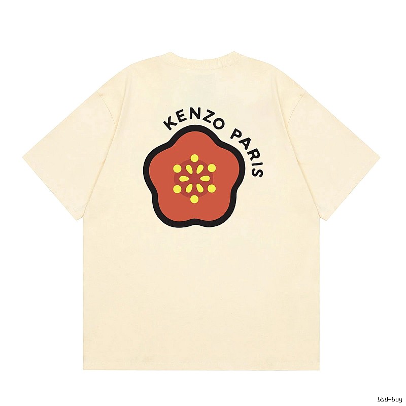 KENZO Crabapple Blossom Casual Style Beige Short Sleeve T-Shirt