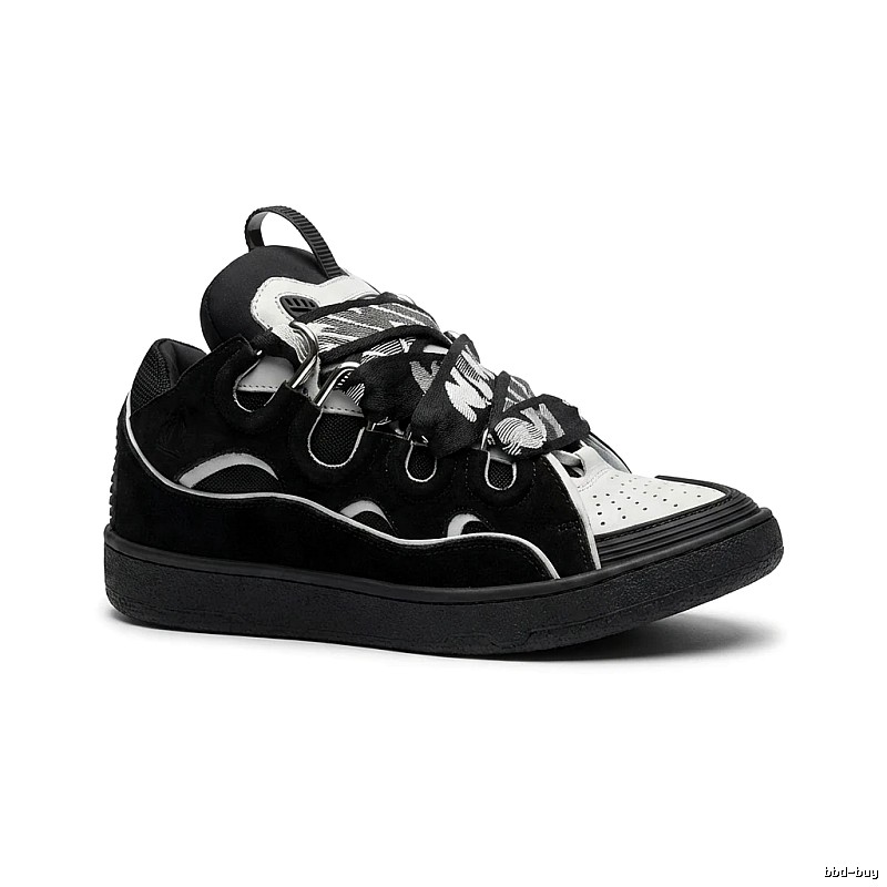 LANVIN retro-style black-and-white canvas shoes